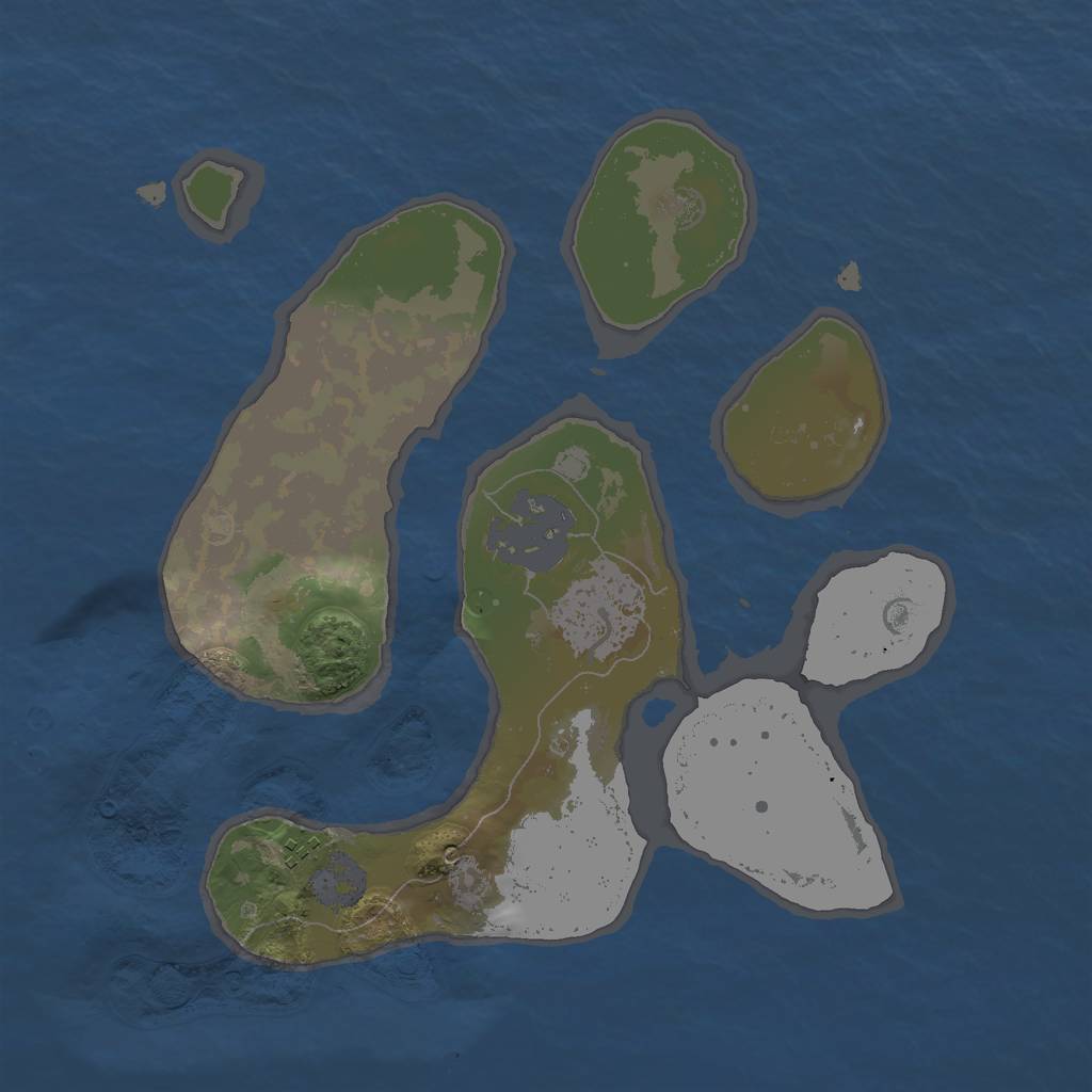 Rust Map: Procedural Map, Size: 2000, Seed: 1835440875, 4 Monuments