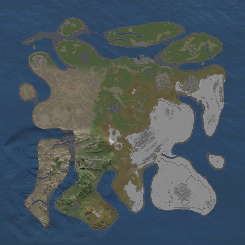 Rust Map: Procedural Map, Size: 3500, Seed: 331989, 14 Monuments