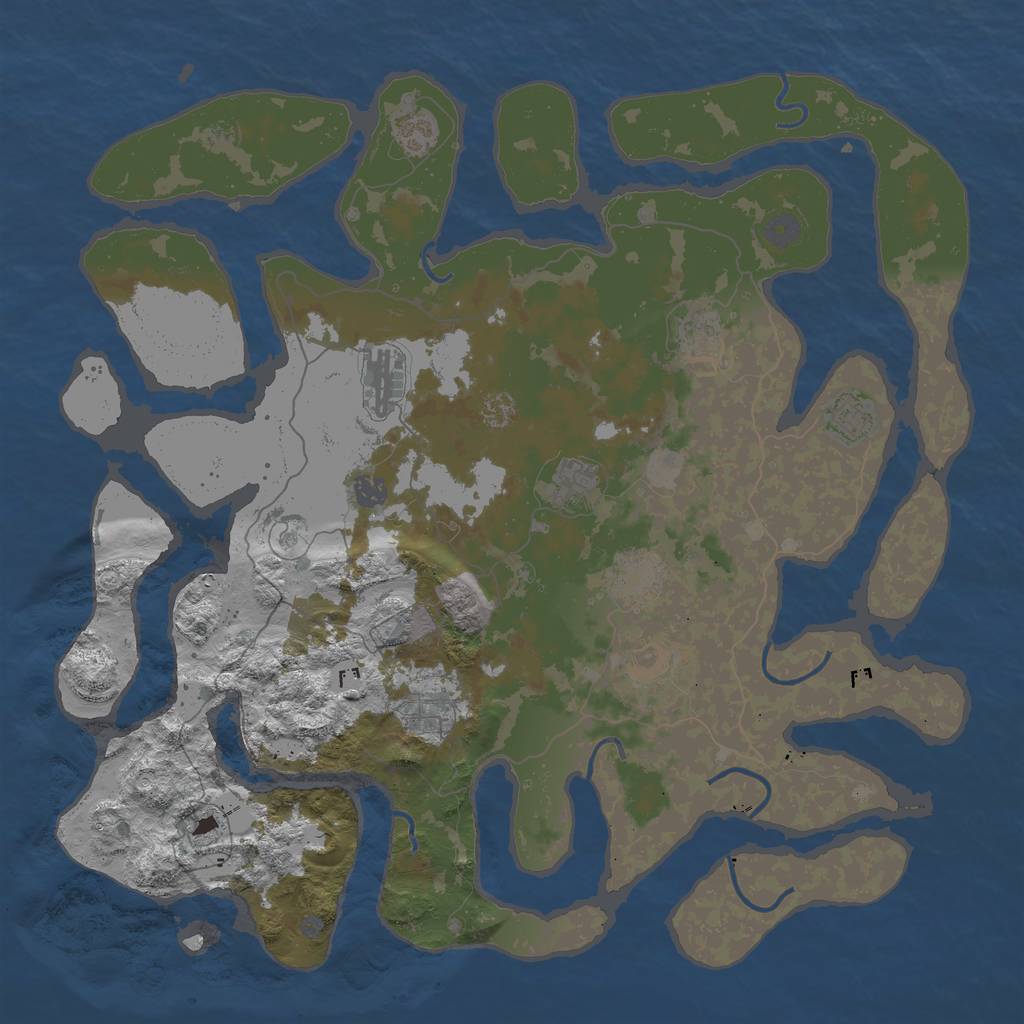 Rust Map: Procedural Map, Size: 4500, Seed: 1792646368, 14 Monuments
