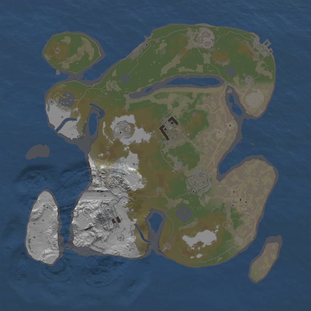 Rust Map: Procedural Map, Size: 3000, Seed: 2018938742, 12 Monuments