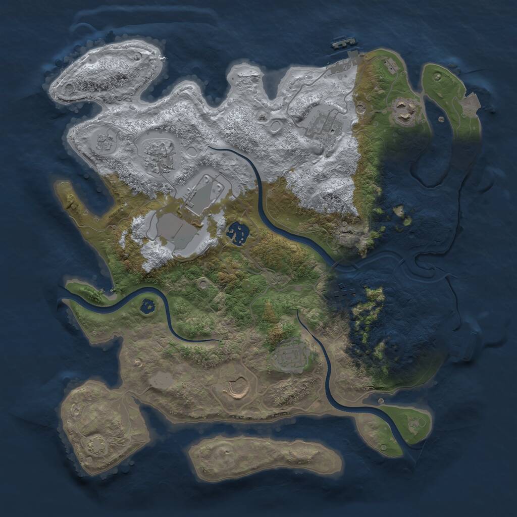 Rust Map: Procedural Map, Size: 3500, Seed: 936328, 14 Monuments