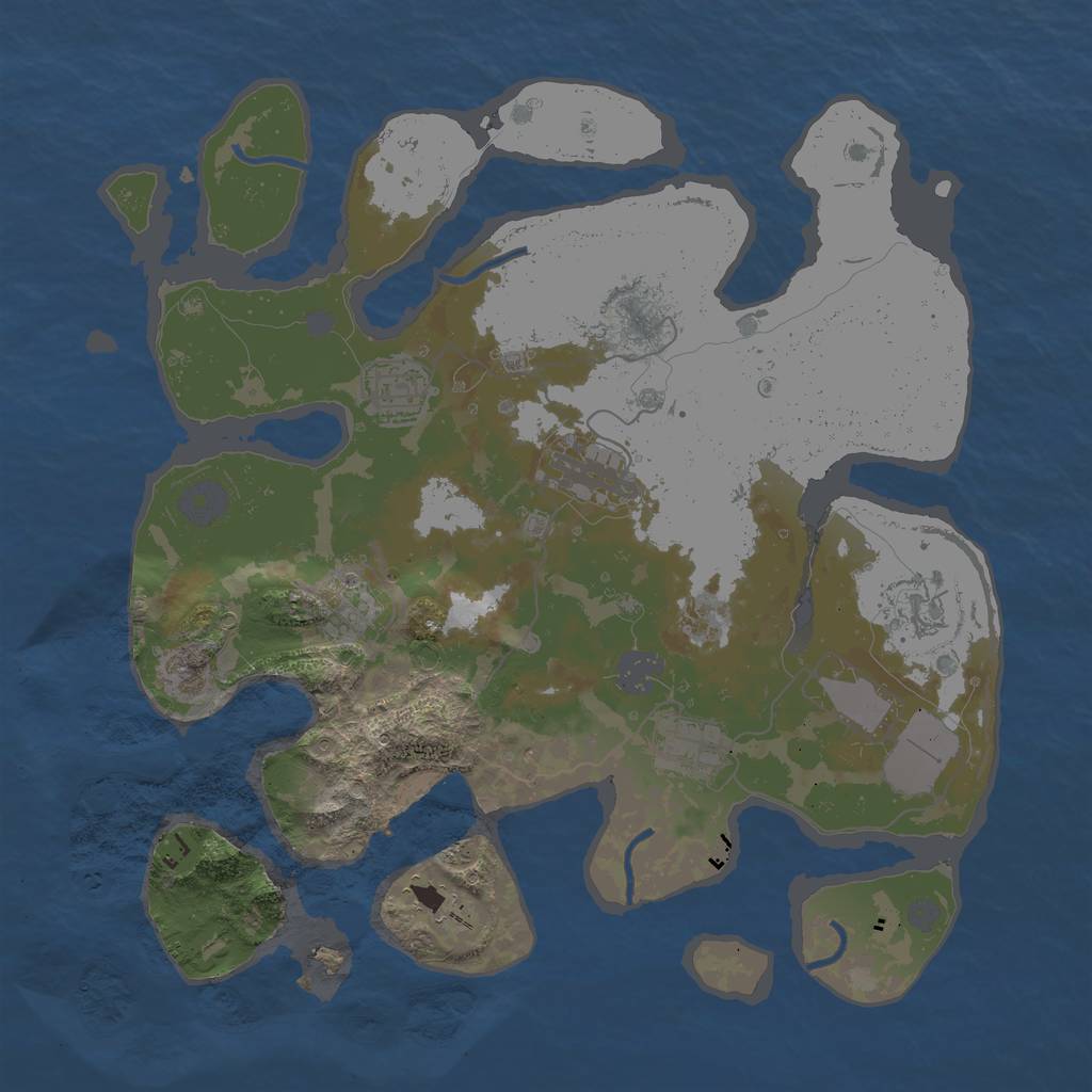 Rust Map: Procedural Map, Size: 3500, Seed: 247291, 13 Monuments