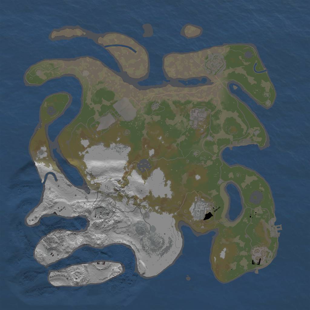 Rust Map: Procedural Map, Size: 3500, Seed: 923929, 13 Monuments