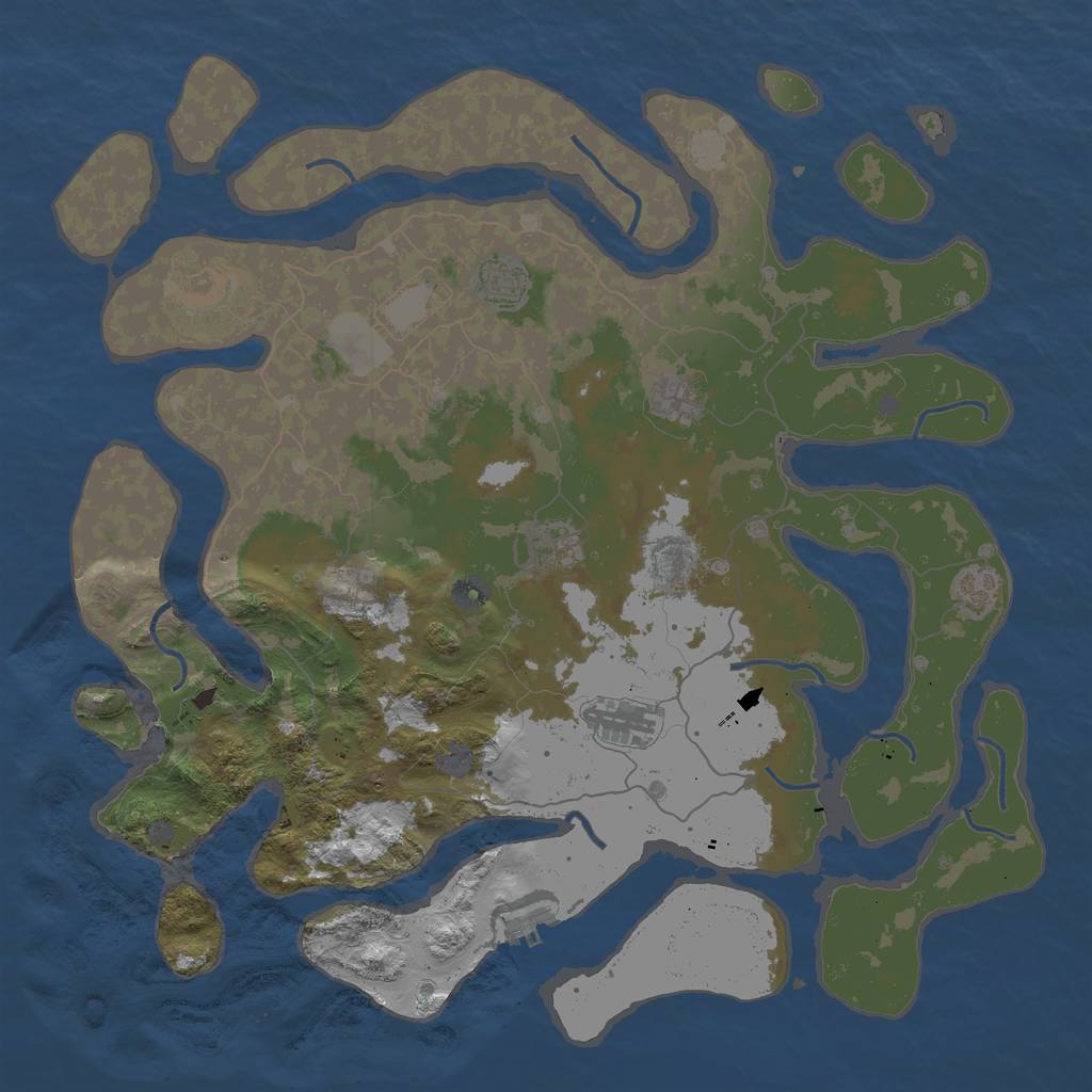 Rust Map: Procedural Map, Size: 4500, Seed: 57498211, 14 Monuments