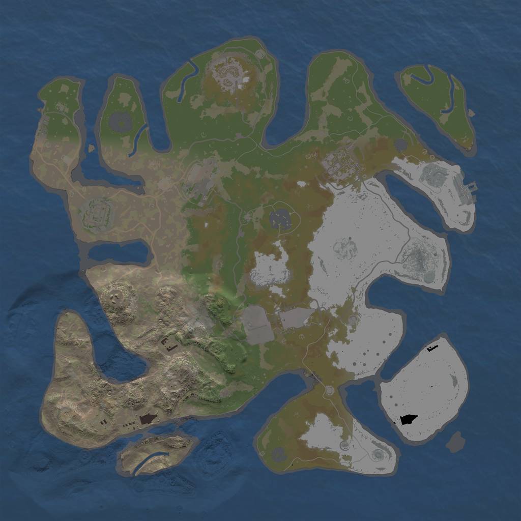 Rust Map: Procedural Map, Size: 3500, Seed: 255755, 14 Monuments