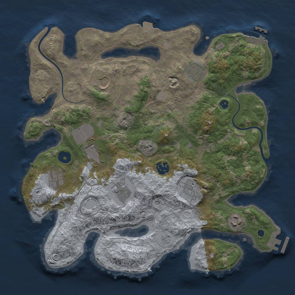 Rust Map: Procedural Map, Size: 3500, Seed: 472831, 14 Monuments