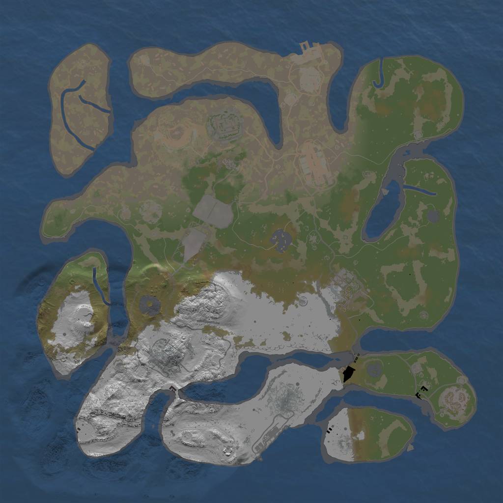 Rust Map: Procedural Map, Size: 3500, Seed: 472831, 14 Monuments