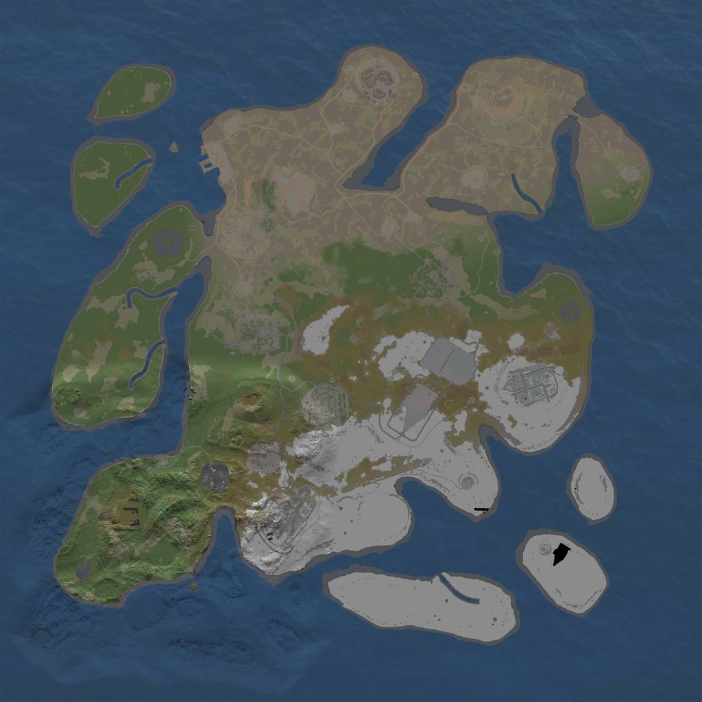 Rust Map: Procedural Map, Size: 3500, Seed: 673459, 15 Monuments