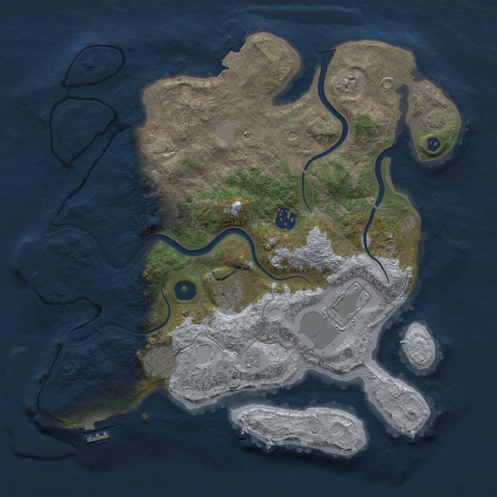 Rust Map: Procedural Map, Size: 3500, Seed: 673459, 10 Monuments