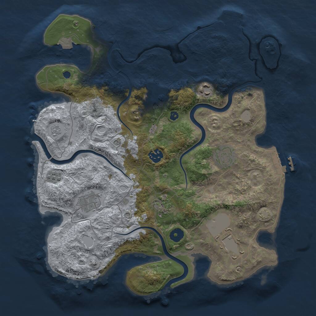 Rust Map: Procedural Map, Size: 3500, Seed: 953323, 14 Monuments