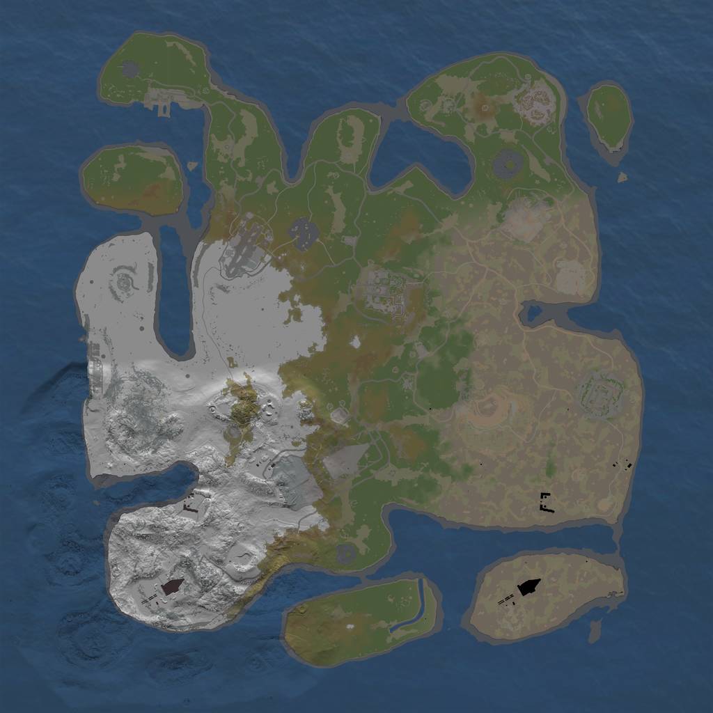 Rust Map: Procedural Map, Size: 3500, Seed: 953323, 15 Monuments