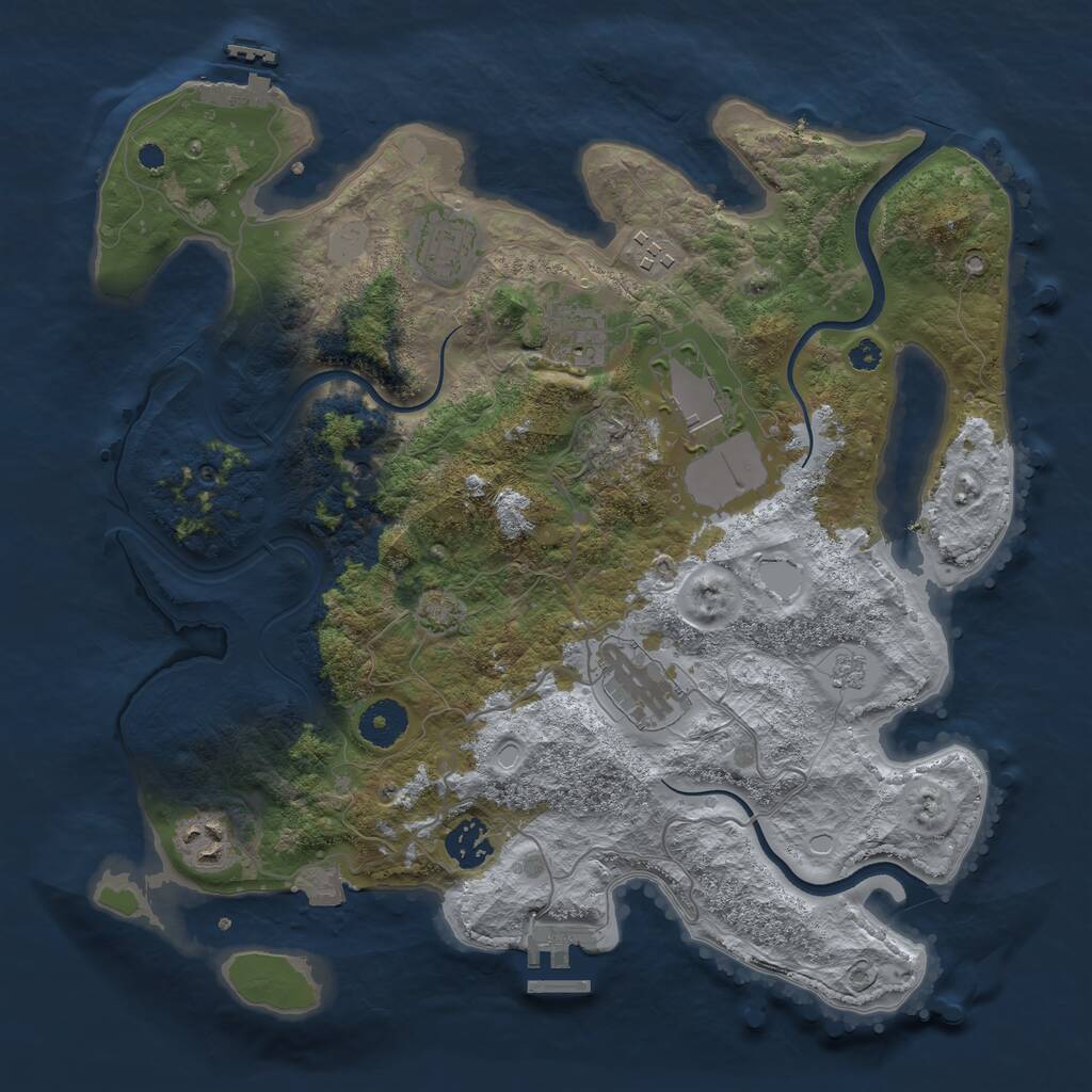 Rust Map: Procedural Map, Size: 3500, Seed: 571924, 13 Monuments