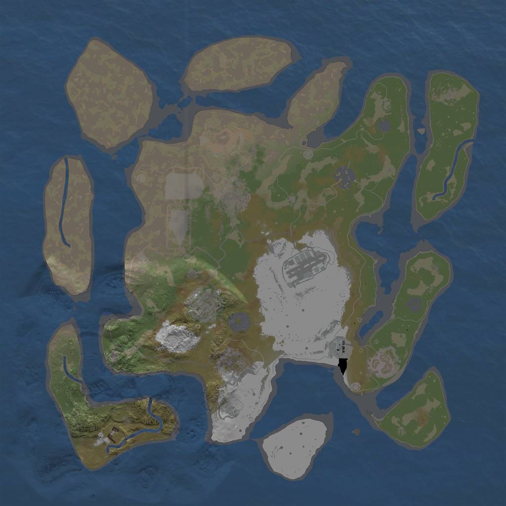 Rust Map: Procedural Map, Size: 3500, Seed: 439953, 11 Monuments