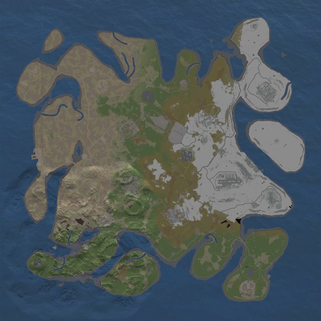 Rust Map: Procedural Map, Size: 4000, Seed: 380827966, 16 Monuments