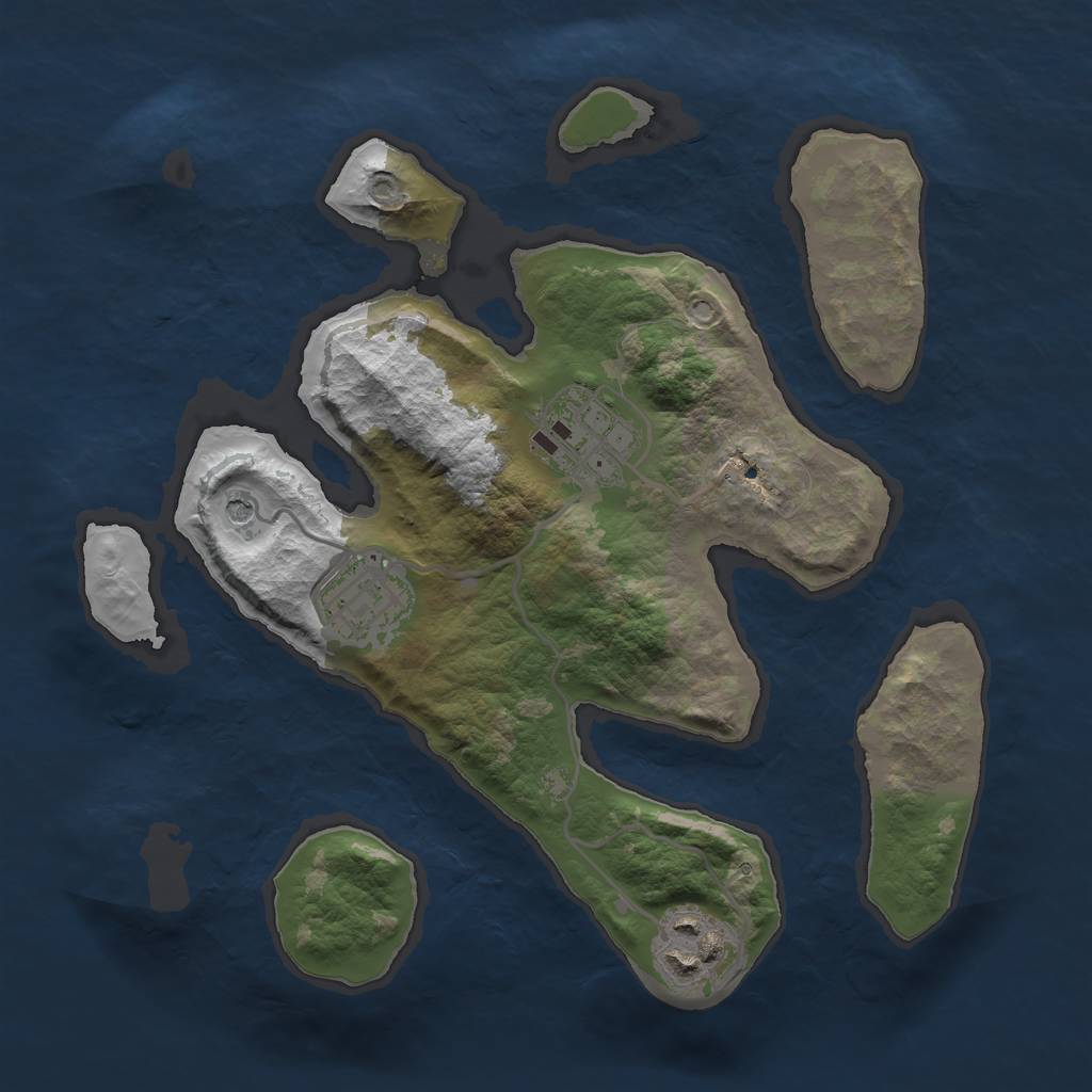 Rust Map: Barren, Size: 2600, Seed: 72, 6 Monuments