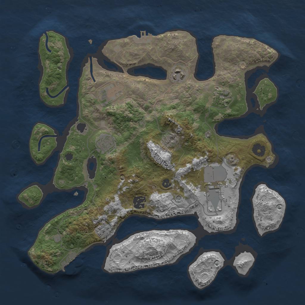 Rust Map: Procedural Map, Size: 3500, Seed: 1982, 18 Monuments