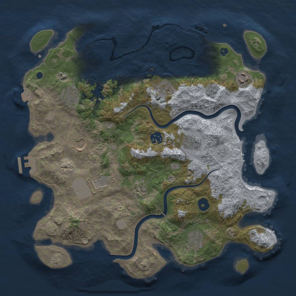Rust Map: Procedural Map, Size: 3700, Seed: 1017934826, 16 Monuments