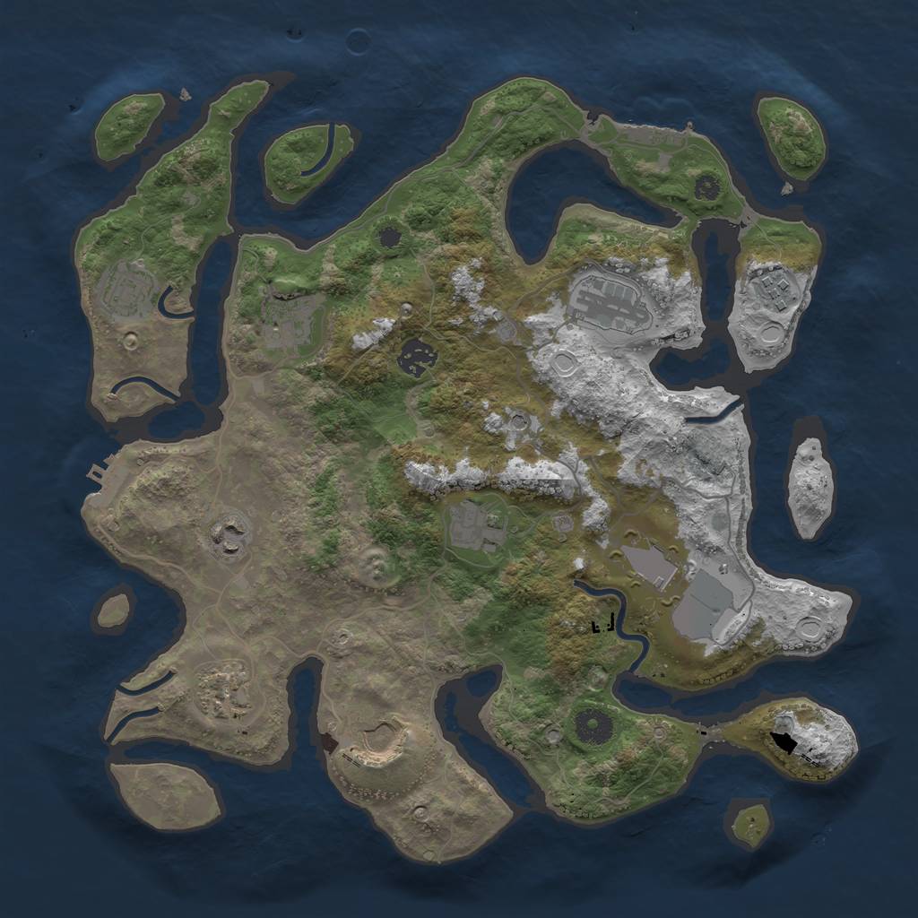 Rust Map: Procedural Map, Size: 3700, Seed: 1017934826, 18 Monuments