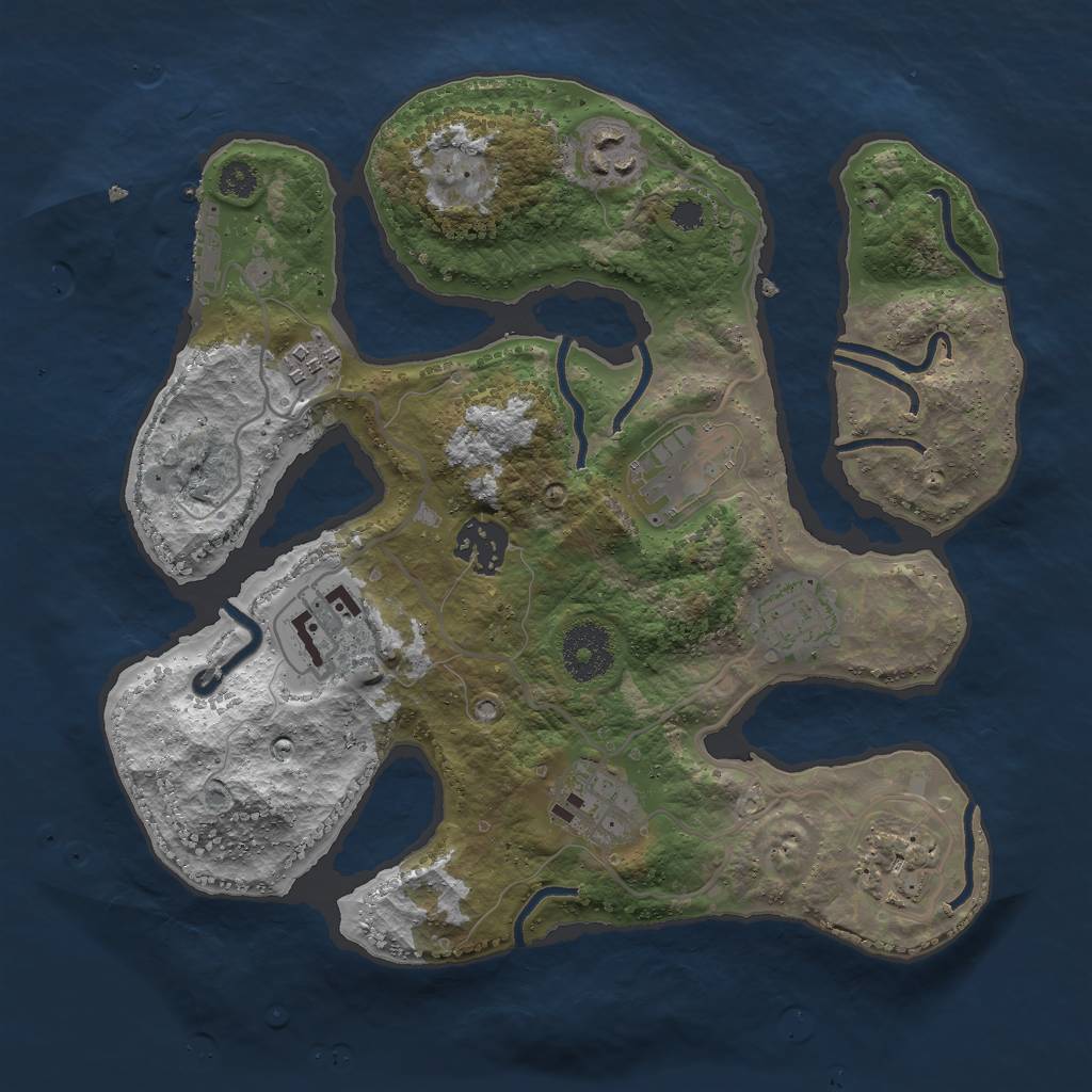 Rust Map: Procedural Map, Size: 3000, Seed: 1745712972, 11 Monuments