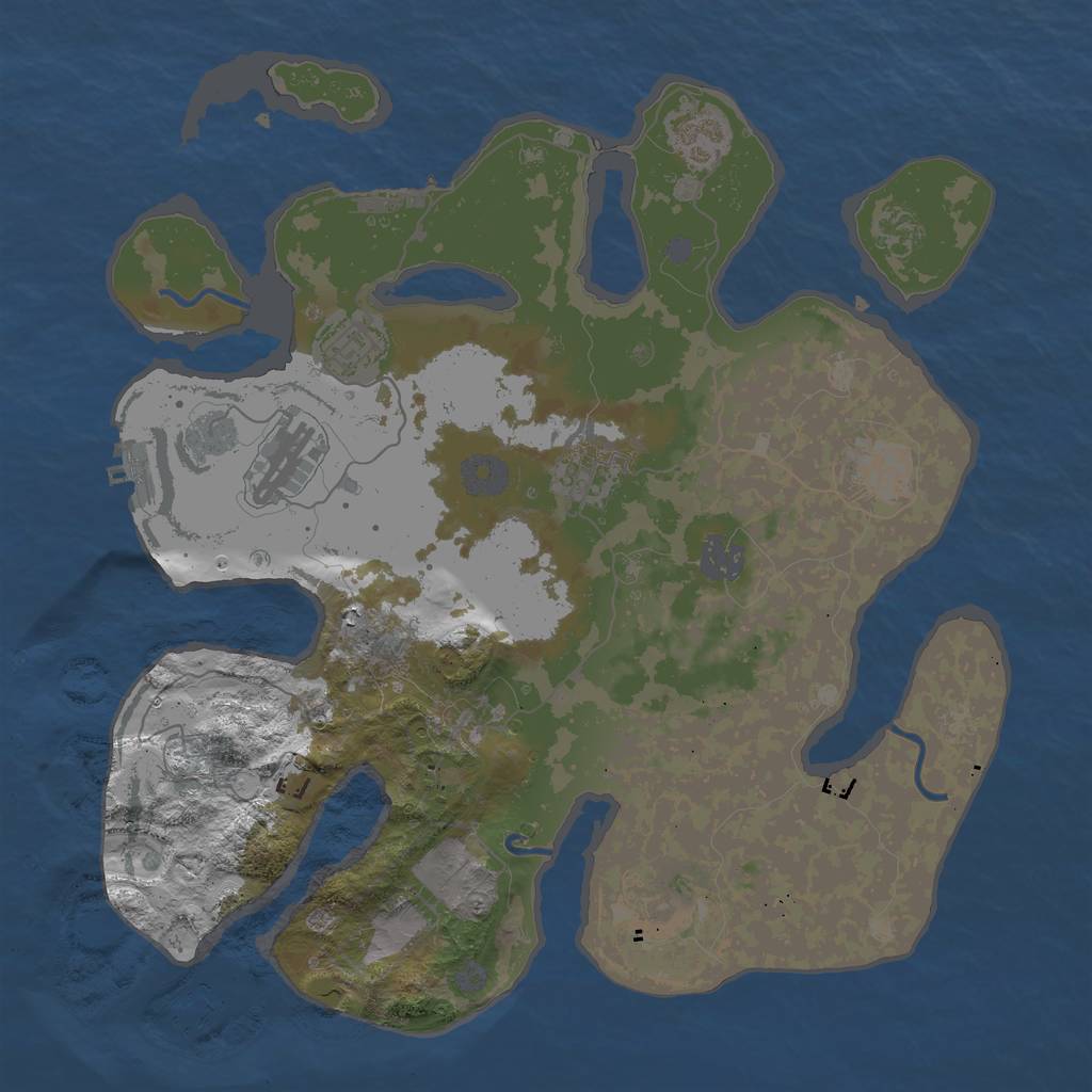 Rust Map: Procedural Map, Size: 3500, Seed: 2091092080, 16 Monuments