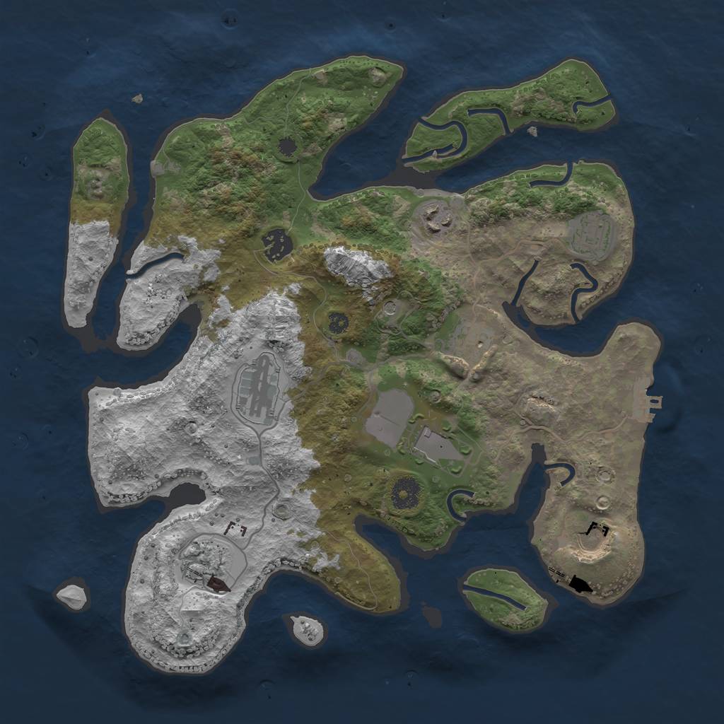 Rust Map: Procedural Map, Size: 3500, Seed: 672414, 12 Monuments