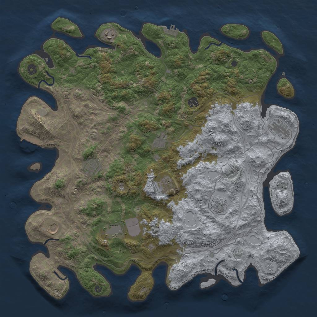 Rust Map: Procedural Map, Size: 4500, Seed: 808619595, 17 Monuments