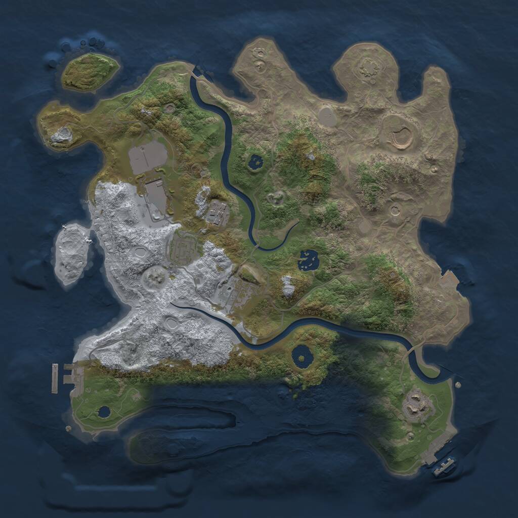 Rust Map: Procedural Map, Size: 3500, Seed: 1234140434, 12 Monuments