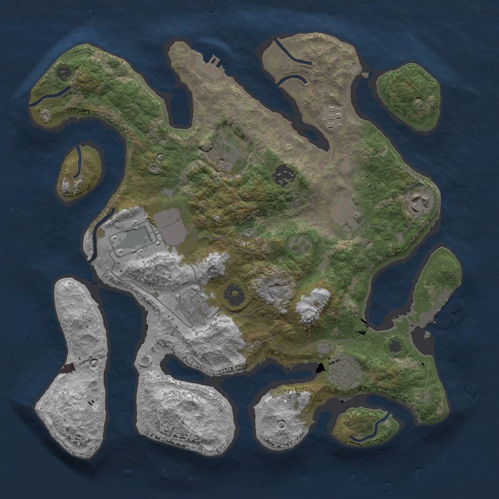 Rust Map: Procedural Map, Size: 3500, Seed: 1880736135, 13 Monuments