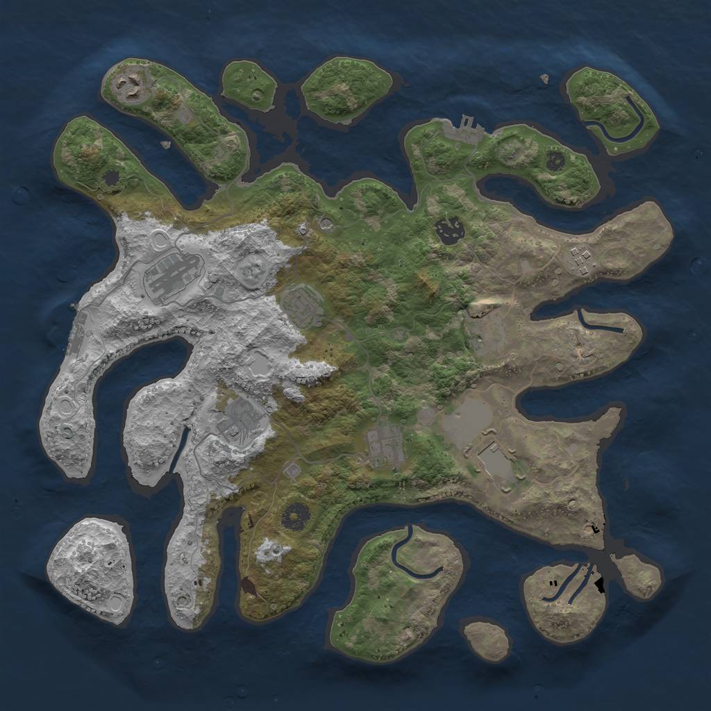 Rust Map: Procedural Map, Size: 3750, Seed: 87973942, 20 Monuments