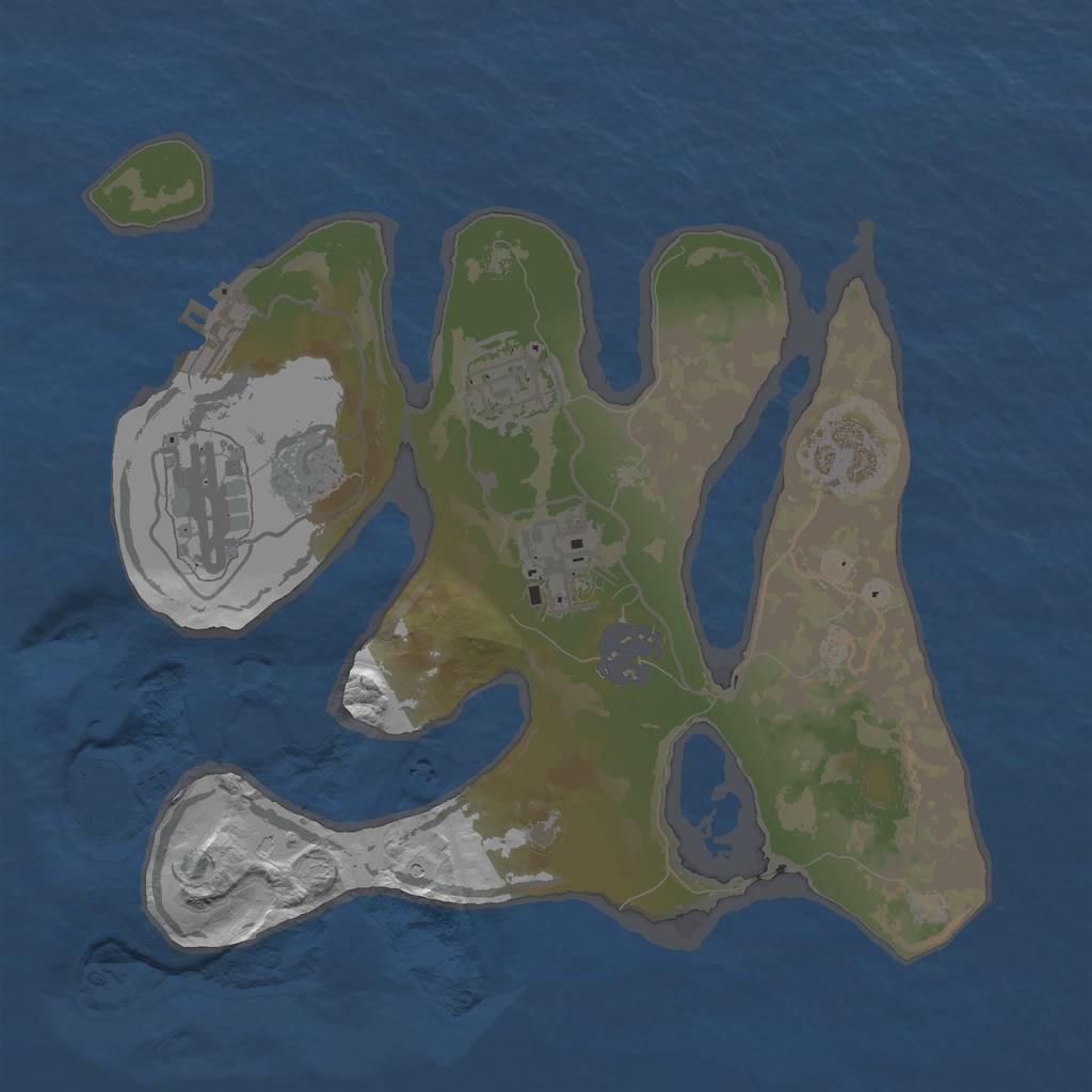 Rust Map: Barren, Size: 2500, Seed: 4194211, 10 Monuments