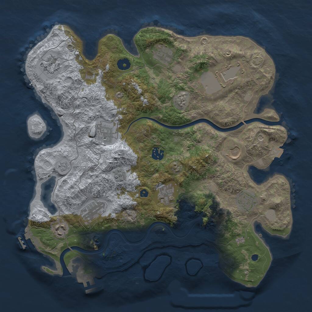Rust Map: Procedural Map, Size: 3700, Seed: 228110843, 17 Monuments