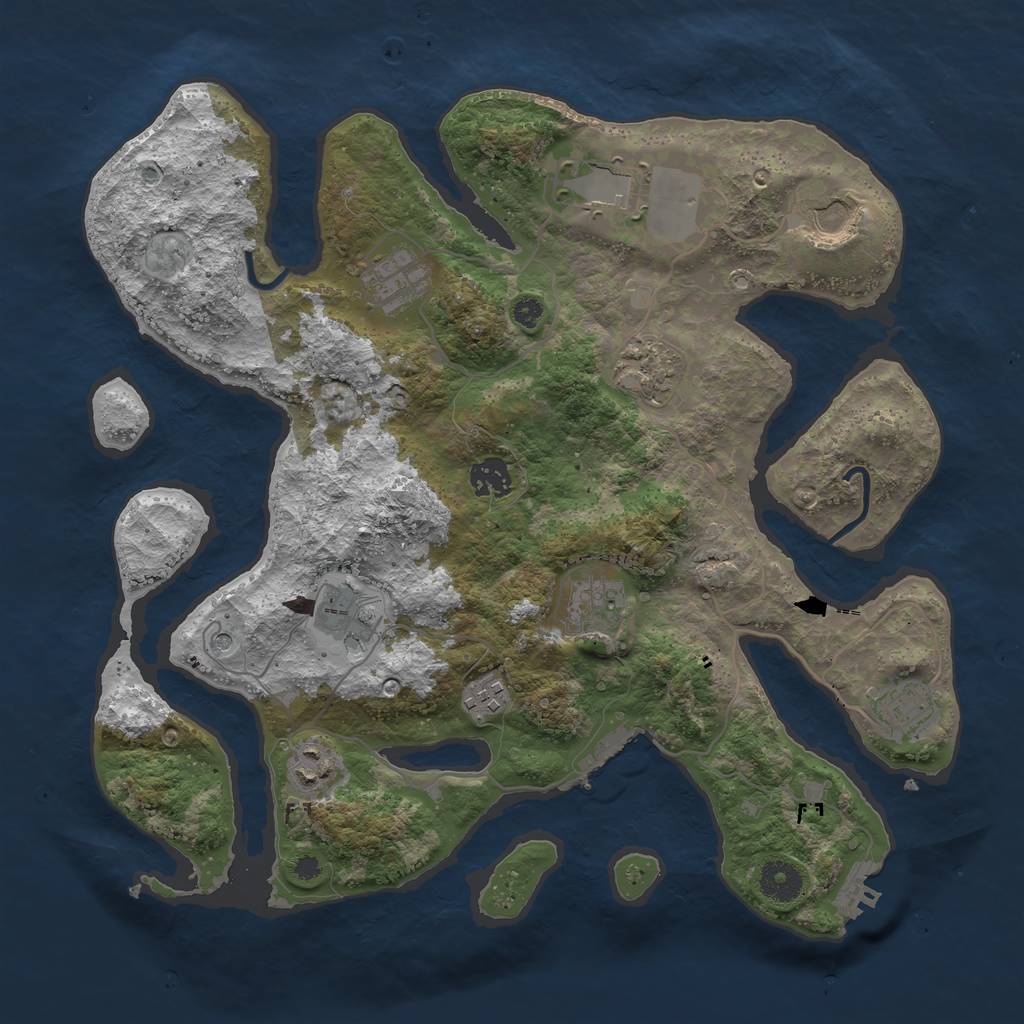 Rust Map: Procedural Map, Size: 3700, Seed: 228110843, 15 Monuments