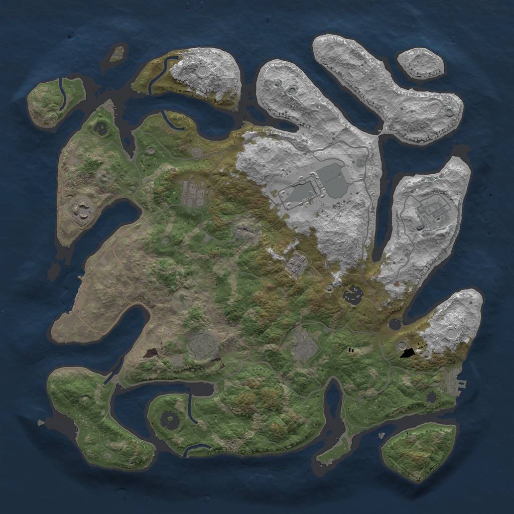 Rust Map: Procedural Map, Size: 4000, Seed: 589154276, 16 Monuments