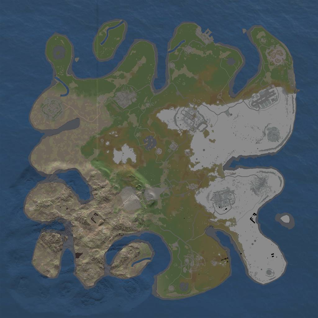 Rust Map: Procedural Map, Size: 3500, Seed: 1620677053, 16 Monuments