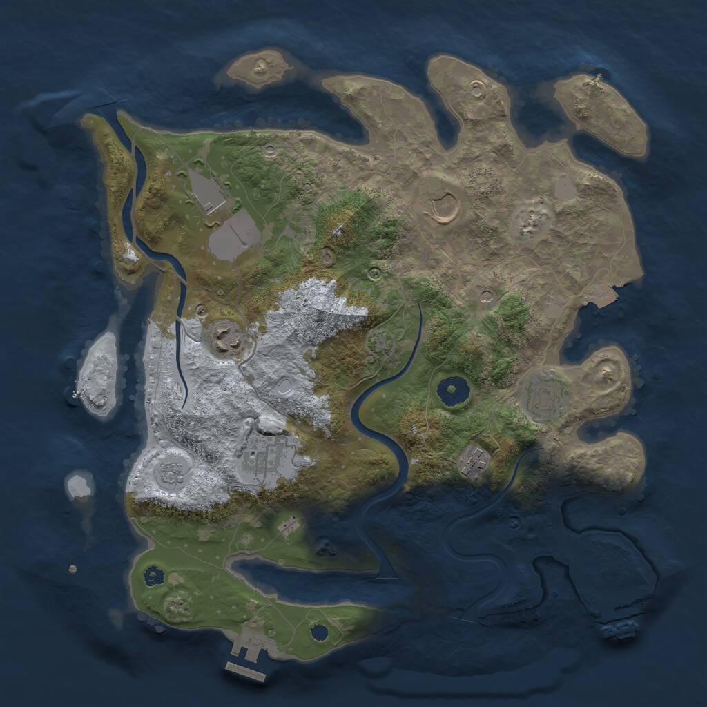 Rust Map: Procedural Map, Size: 3500, Seed: 781084, 12 Monuments