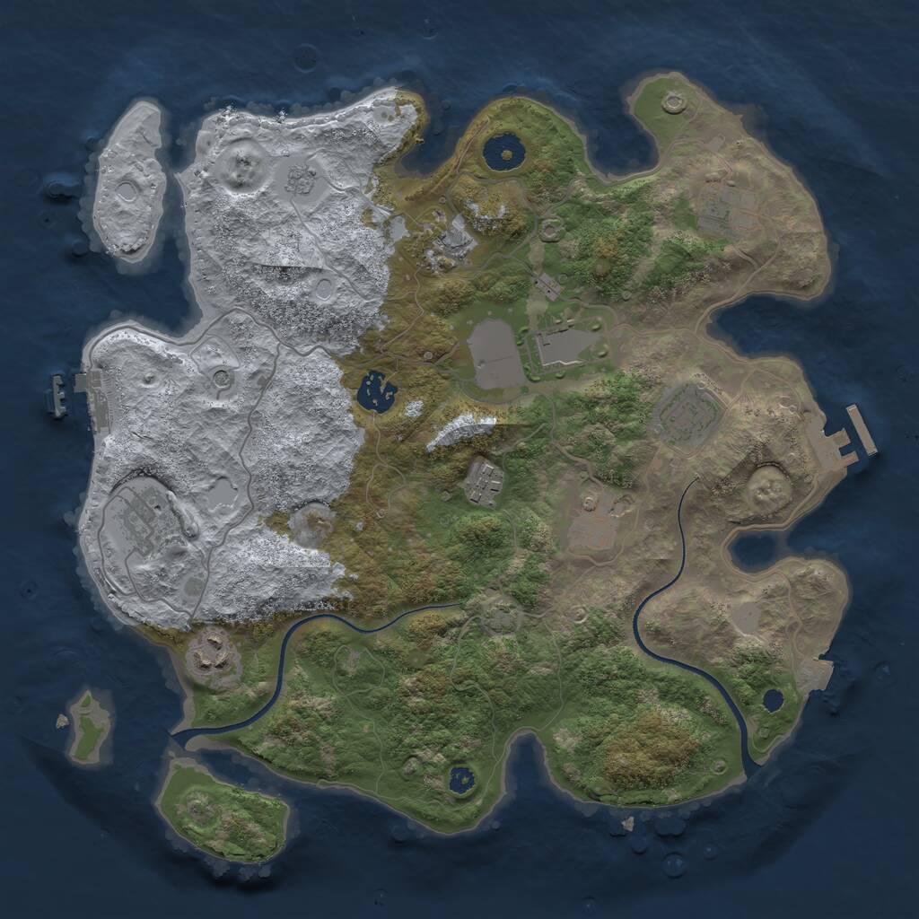 Rust Map: Procedural Map, Size: 3500, Seed: 1145388302, 15 Monuments