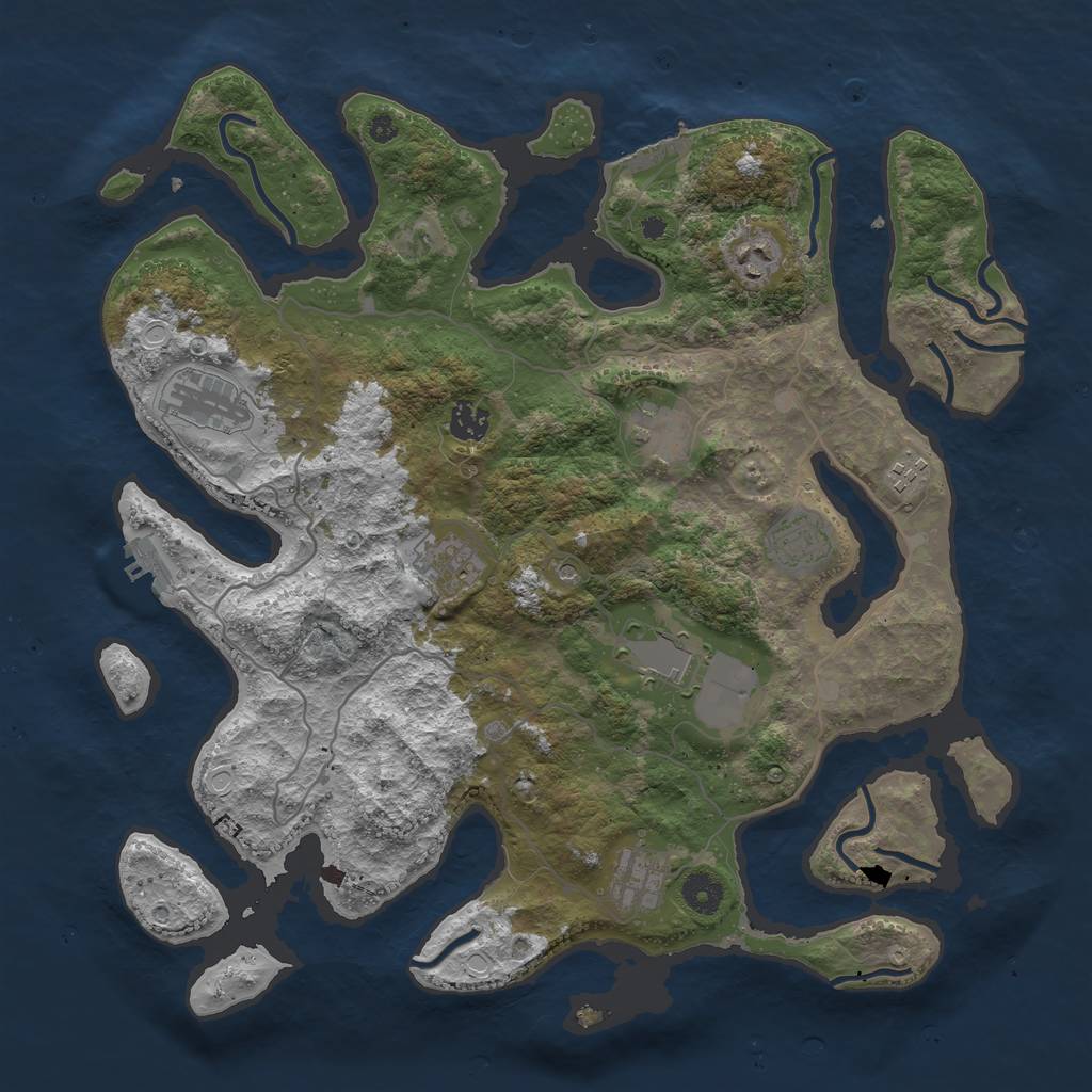 Rust Map: Procedural Map, Size: 4000, Seed: 1377047116, 17 Monuments