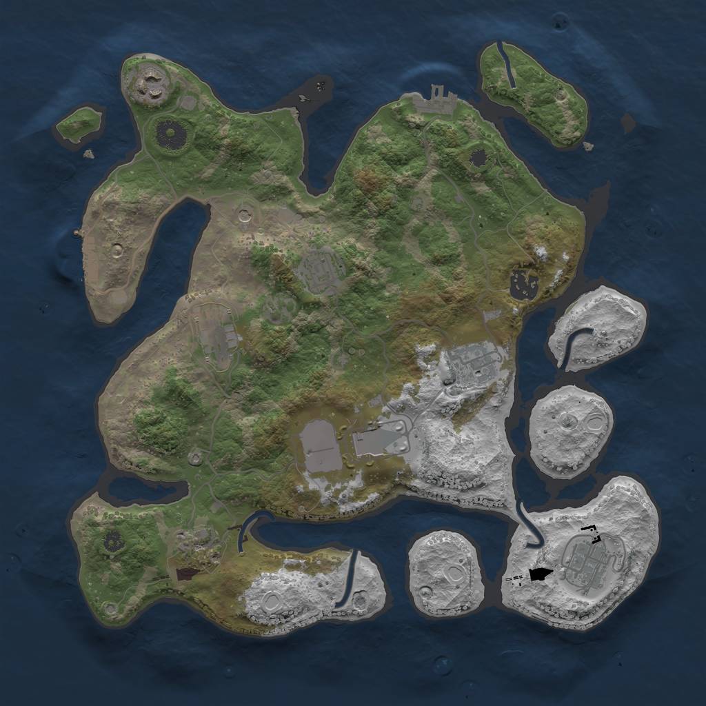 Rust Map: Procedural Map, Size: 3500, Seed: 273268115, 19 Monuments