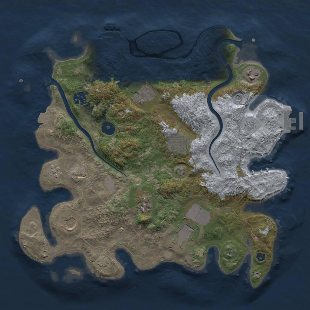 Rust Map: Procedural Map, Size: 3500, Seed: 825591, 14 Monuments