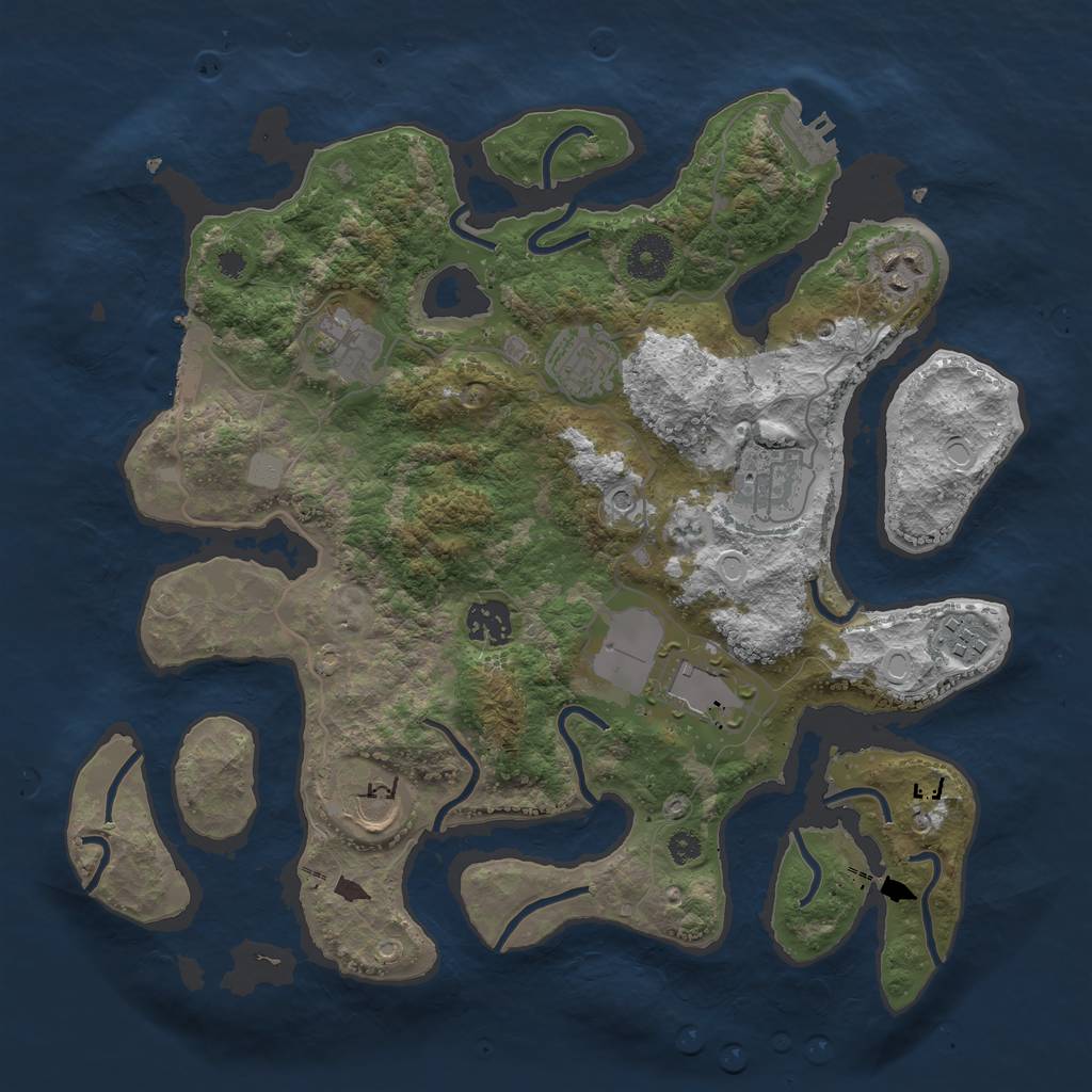 Rust Map: Procedural Map, Size: 3500, Seed: 825591, 16 Monuments