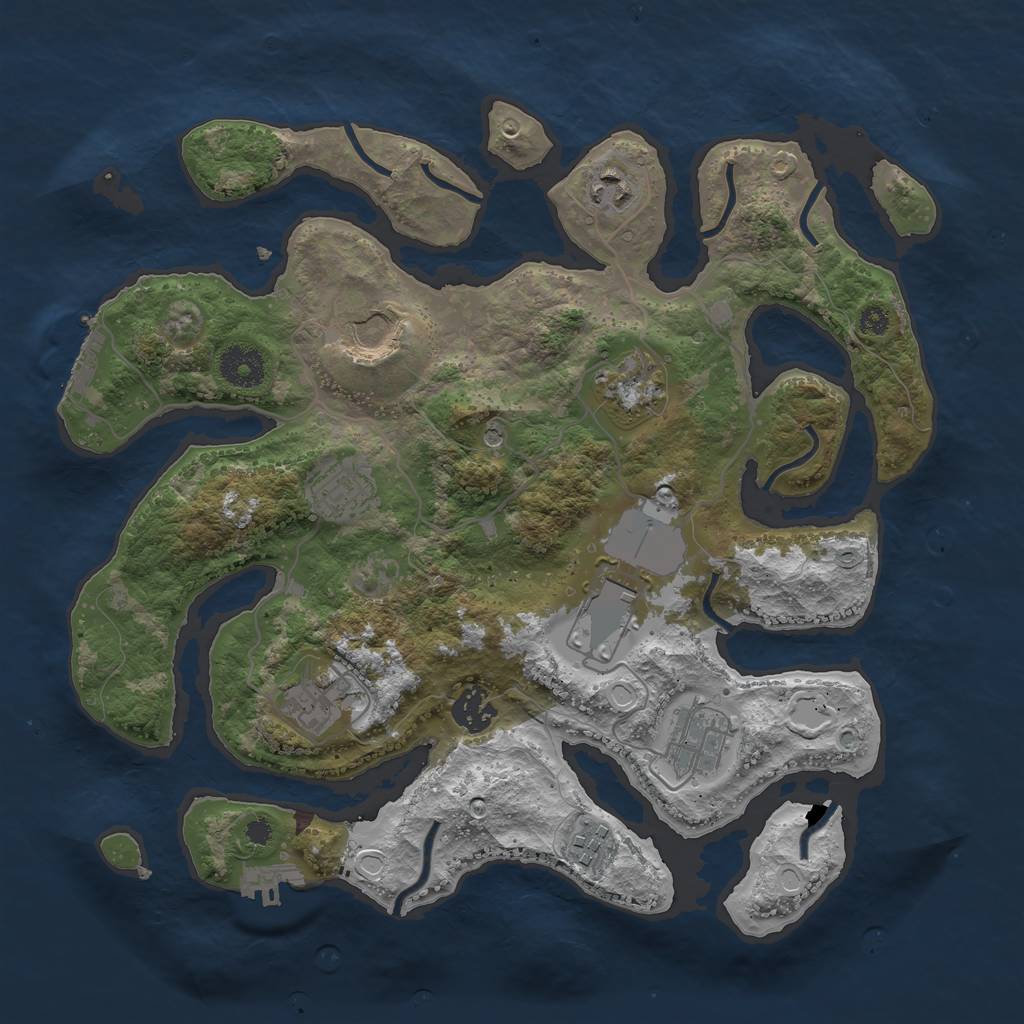 Rust Map: Procedural Map, Size: 3500, Seed: 424420777, 17 Monuments