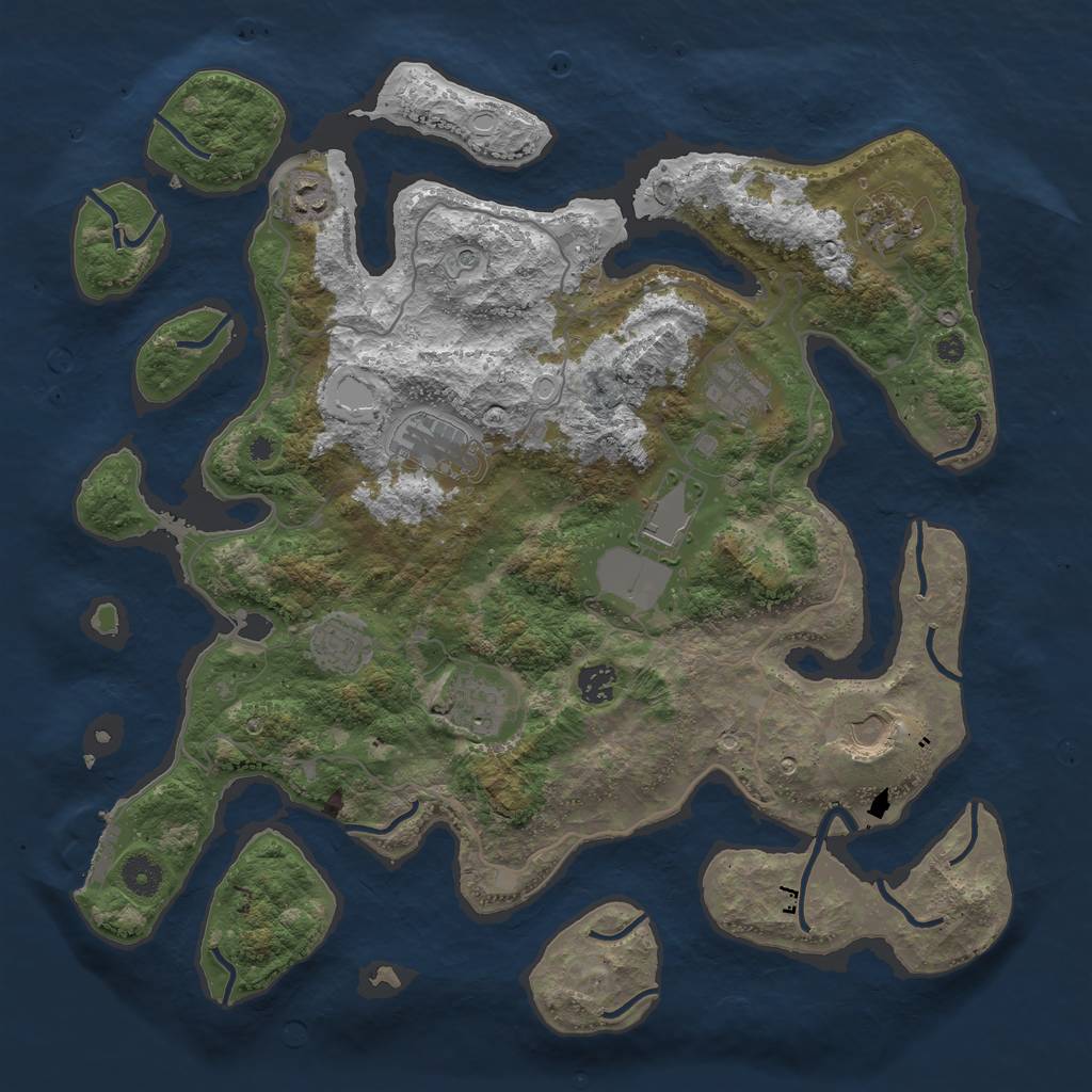 Rust Map: Procedural Map, Size: 4096, Seed: 56295377, 16 Monuments