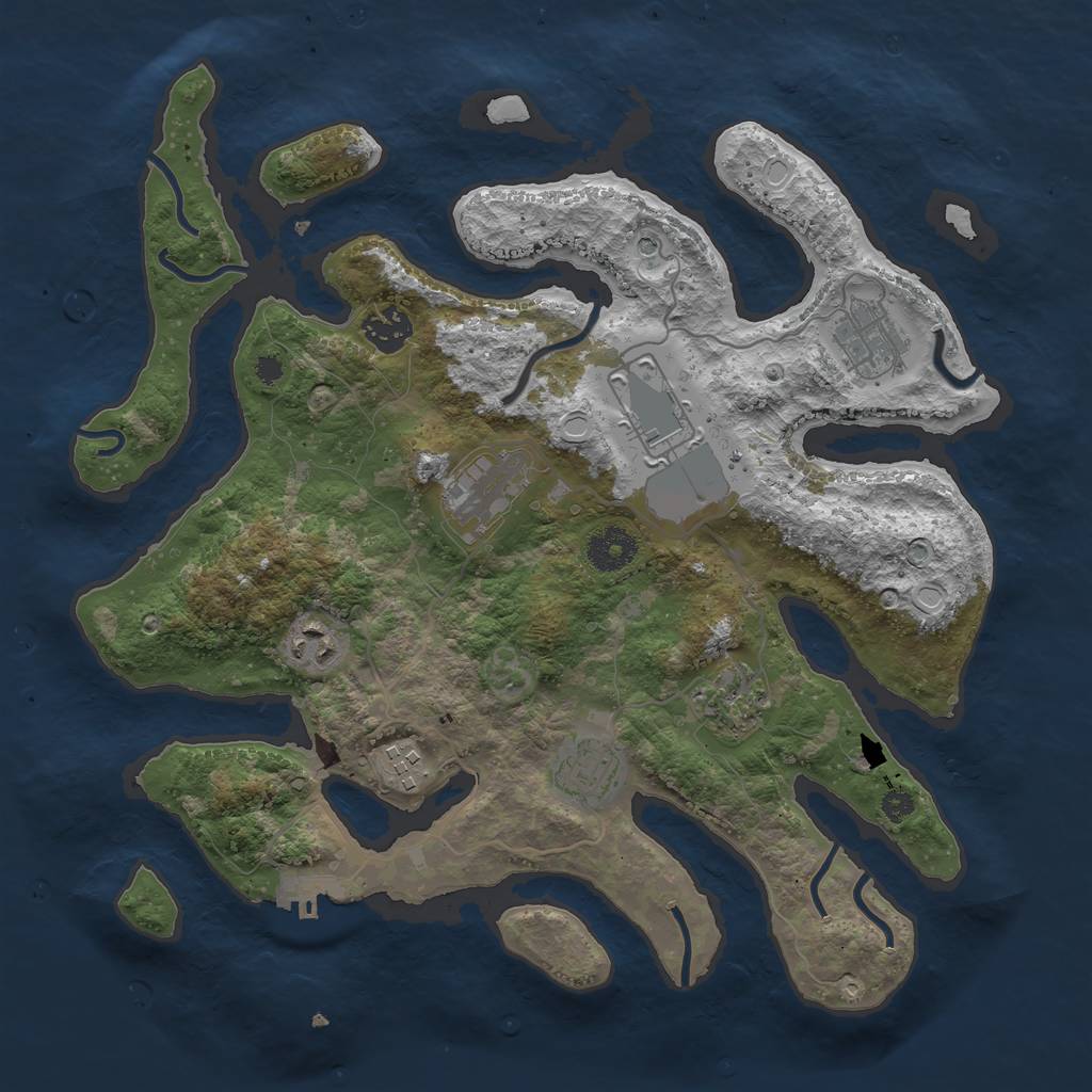 Rust Map: Procedural Map, Size: 3500, Seed: 971503200, 15 Monuments