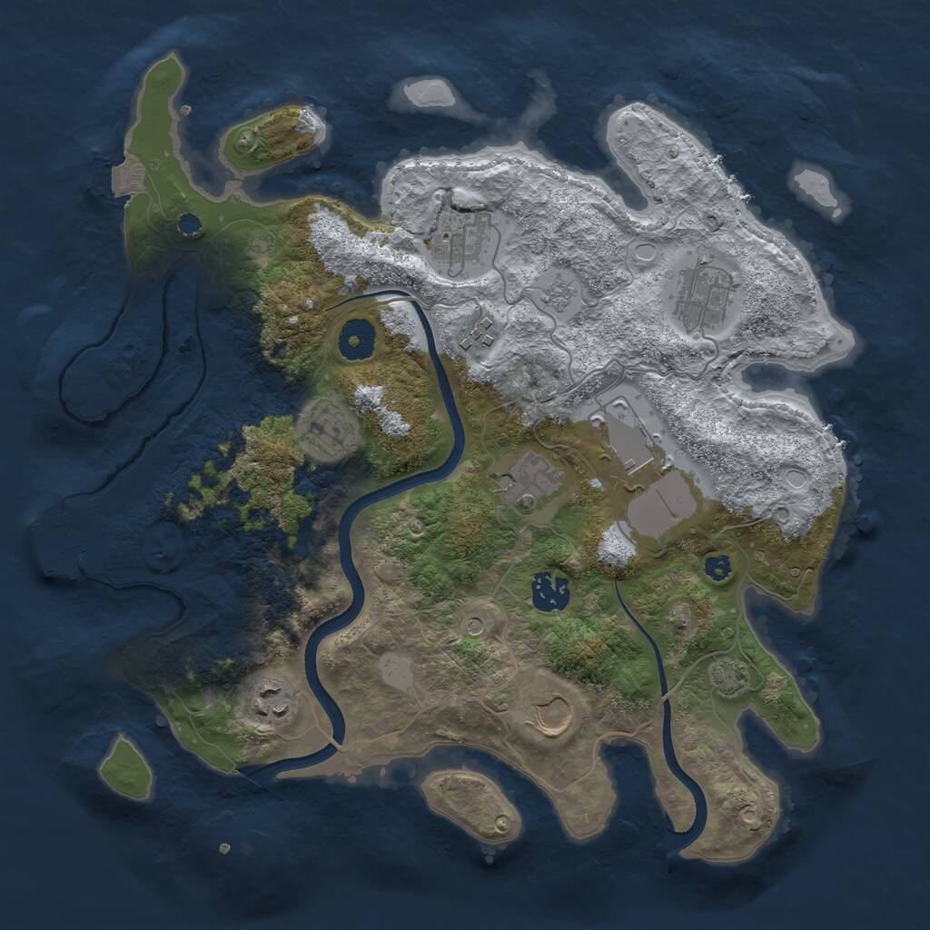 Rust Map: Procedural Map, Size: 3500, Seed: 971503200, 14 Monuments
