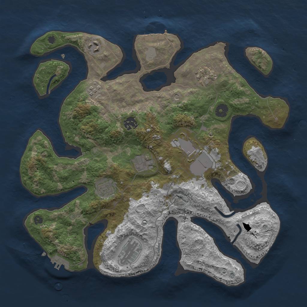 Rust Map: Procedural Map, Size: 3500, Seed: 1498188269, 16 Monuments