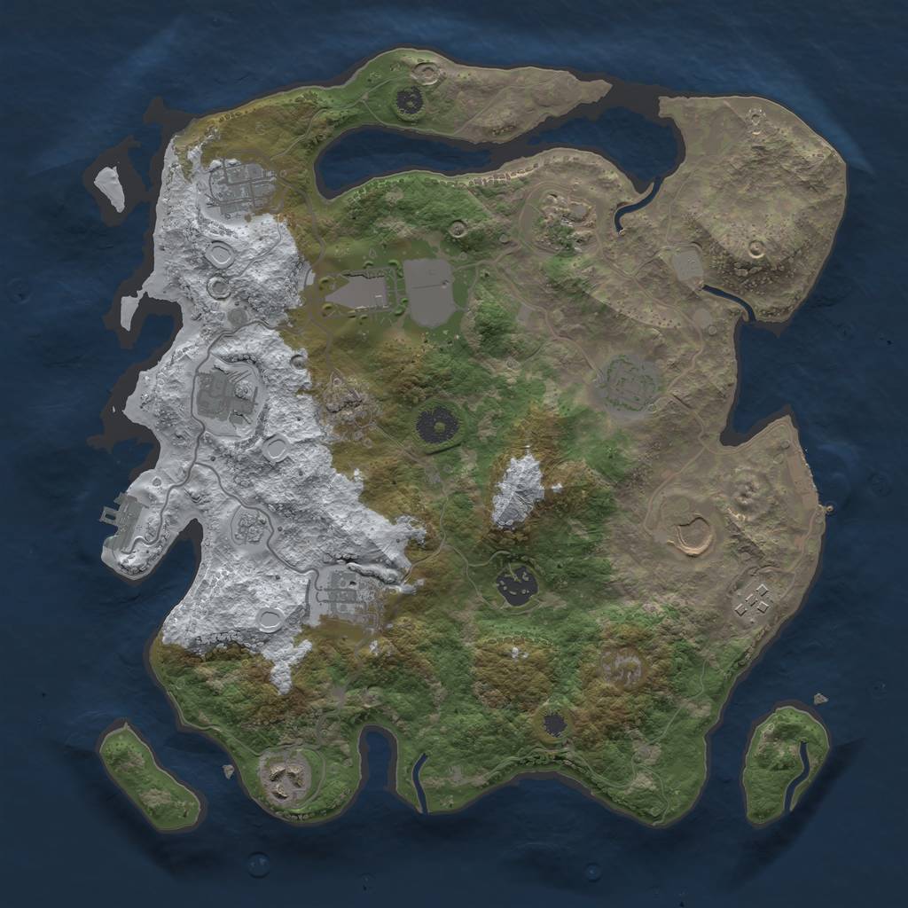 Rust Map: Procedural Map, Size: 3500, Seed: 387995, 18 Monuments