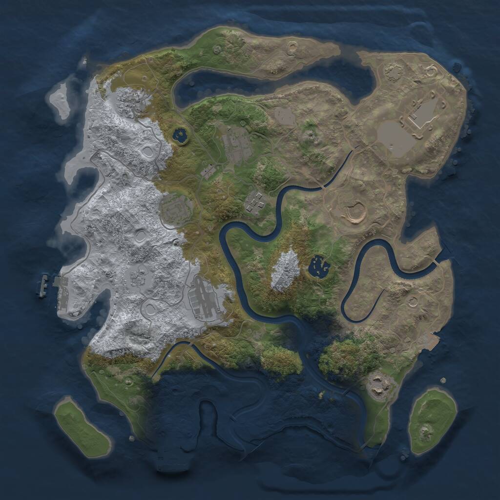 Rust Map: Procedural Map, Size: 3500, Seed: 387995, 15 Monuments