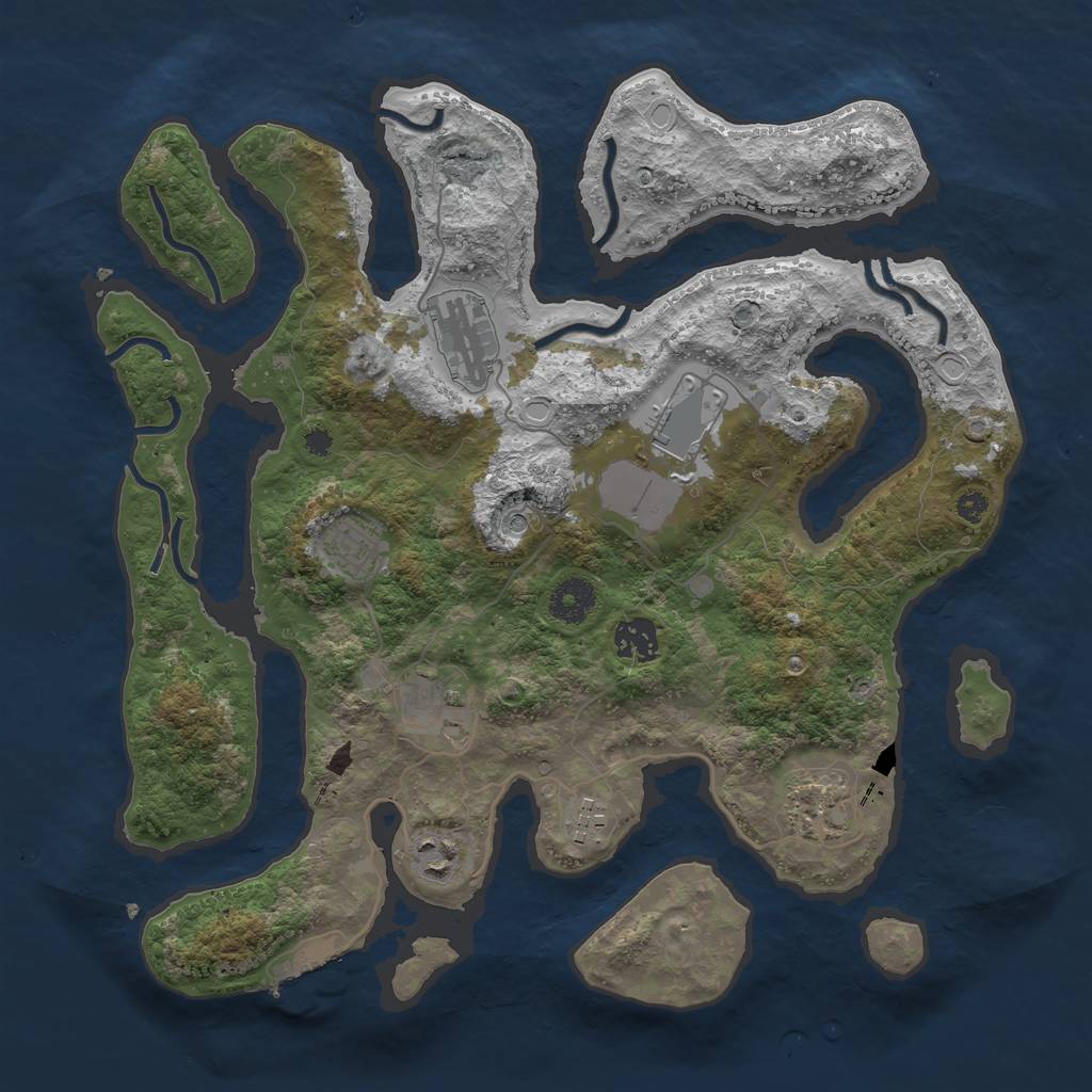 Rust Map: Procedural Map, Size: 3600, Seed: 361050164, 18 Monuments