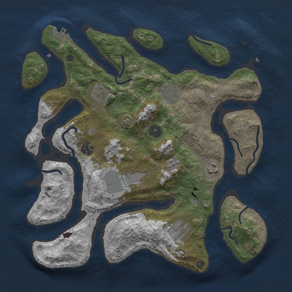 Rust Map: Procedural Map, Size: 3500, Seed: 228220600, 11 Monuments