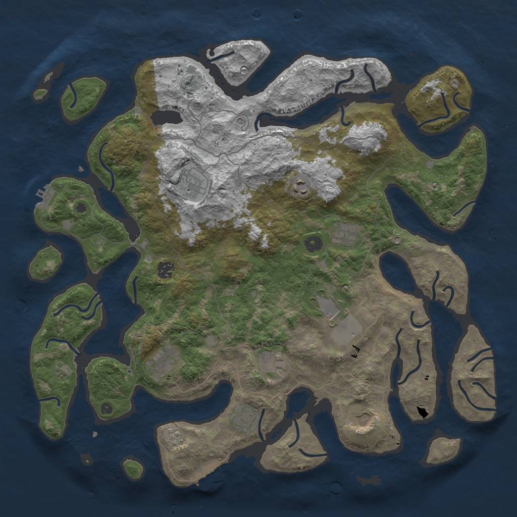 Rust Map: Procedural Map, Size: 4500, Seed: 671813657, 15 Monuments